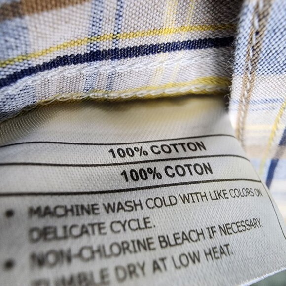 Mens Ariat Blue Yellow Plaid Shirt Long Sleeve Button Down Long Sleeve Size XLT - Picture 4 of 9